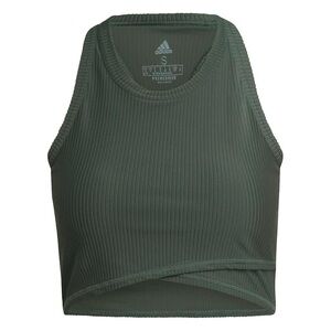 Adidas Yoga Studio Wrapped Ribbed Tank - Green Oxide Crop Top